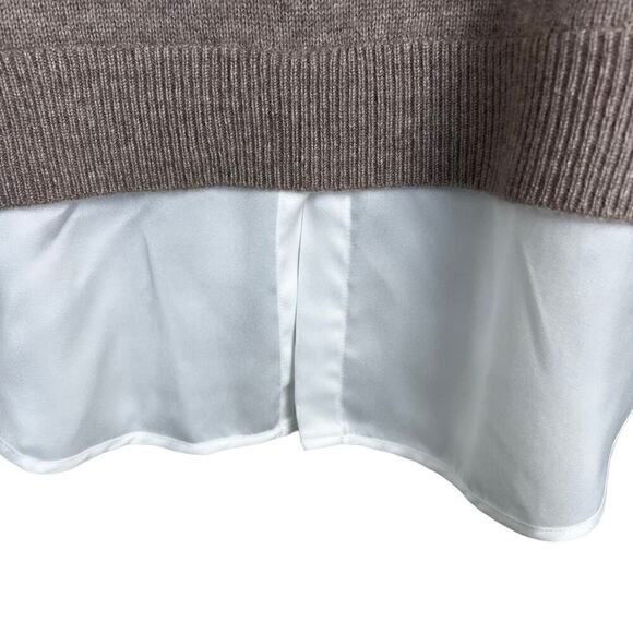 Magaschoni Cashmere sweater Size medium color pebble heather/ivory - Picture 3 of 12